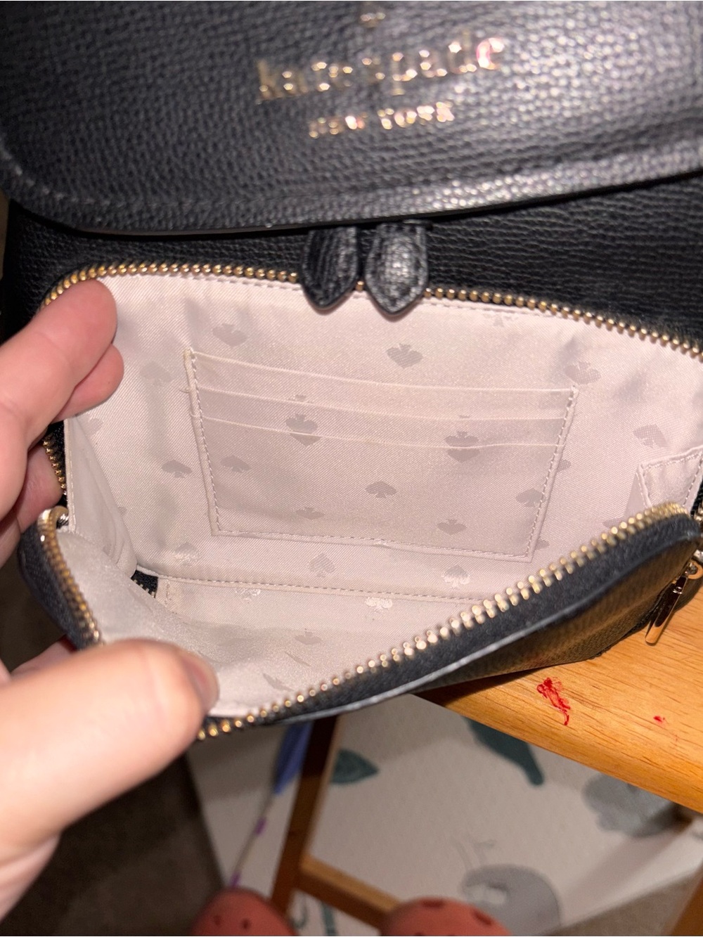 kate spade Black Pebbled Leather Backpack with Front Pocket - Picture 2 of 6